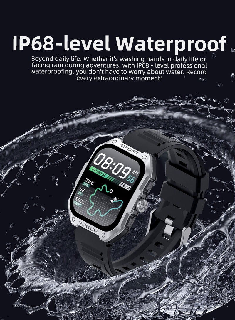 RollsTimi  Men's SmartWatch, 1.83-inch TFT Screen, IP68 Waterproof, Bluetooth Calling, Health Detection, GPS Tracking, Multiple Sports Modes, Casual Smart Watch, G18 Tape Black - Image 4