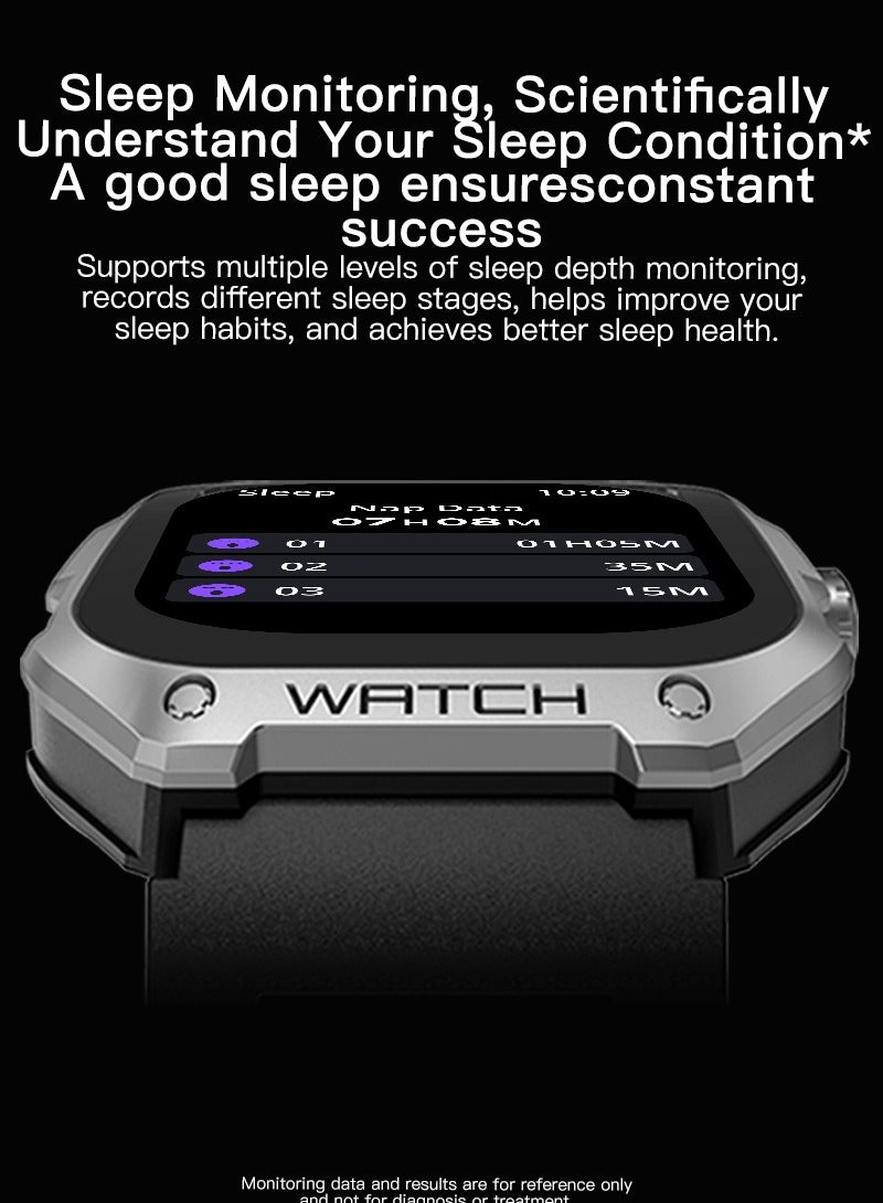 RollsTimi  Men's SmartWatch, 1.83-inch TFT Screen, IP68 Waterproof, Bluetooth Calling, Health Detection, GPS Tracking, Multiple Sports Modes, Casual Smart Watch, G18 Tape Black - Image 5