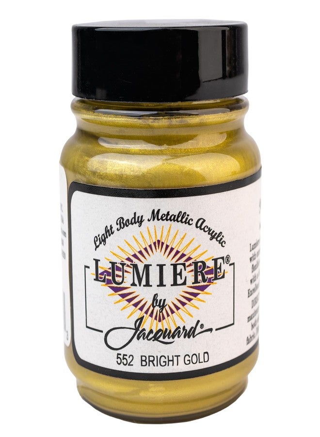 Jacquard Lumiere 2.25oz Fabric Paint Bright Gold - Metallic Paint for Fabric, Leather, Canvas, Paper and Wood - Light-bodied Metallic Acrylic Paint - Lightfast & Vibrant Metallic Acrylic Paints - Image 1