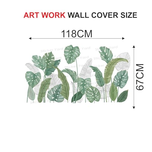Sticker Yard PVC Vinyl Green Tropical Leaves Self-Adhesive Wall Sticker for Home Decor/Decoration - Living Room, Bedroom, Kids Room (Multicolor,Size 118X67CM) - Image 4