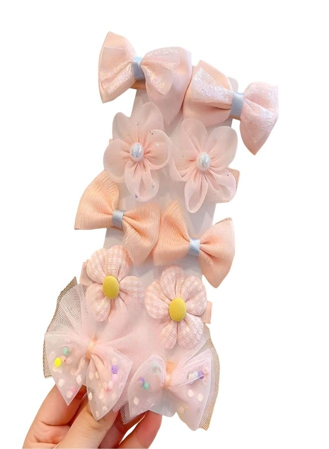 SYGA 10-Piece Baby Hair Clip Set for Girls Adorable Bow and Flower Designs Hair Pin Lightweight, and Stylish - Light orange - Image 1