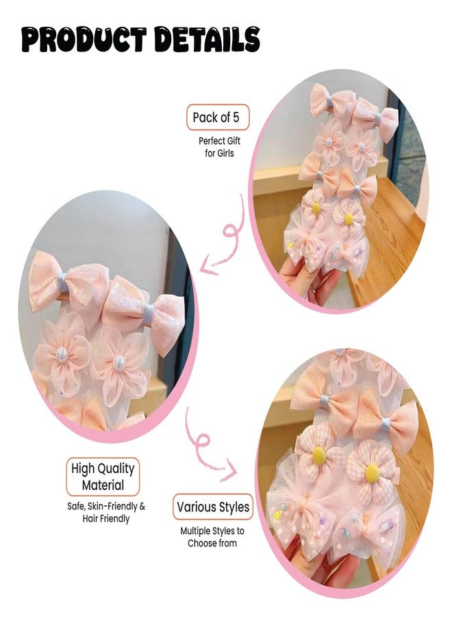 SYGA 10-Piece Baby Hair Clip Set for Girls Adorable Bow and Flower Designs Hair Pin Lightweight, and Stylish - Light orange - Image 4