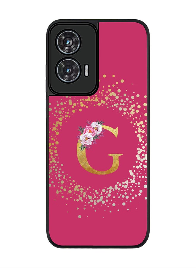 Stylizedd For Motorola Edge 50 Fusion 5G Case,Slim fit Camera Protection, Shockproof Thin Phone cover  - Custom Monogram Floral - G ( Deep Pink ) - Image 1