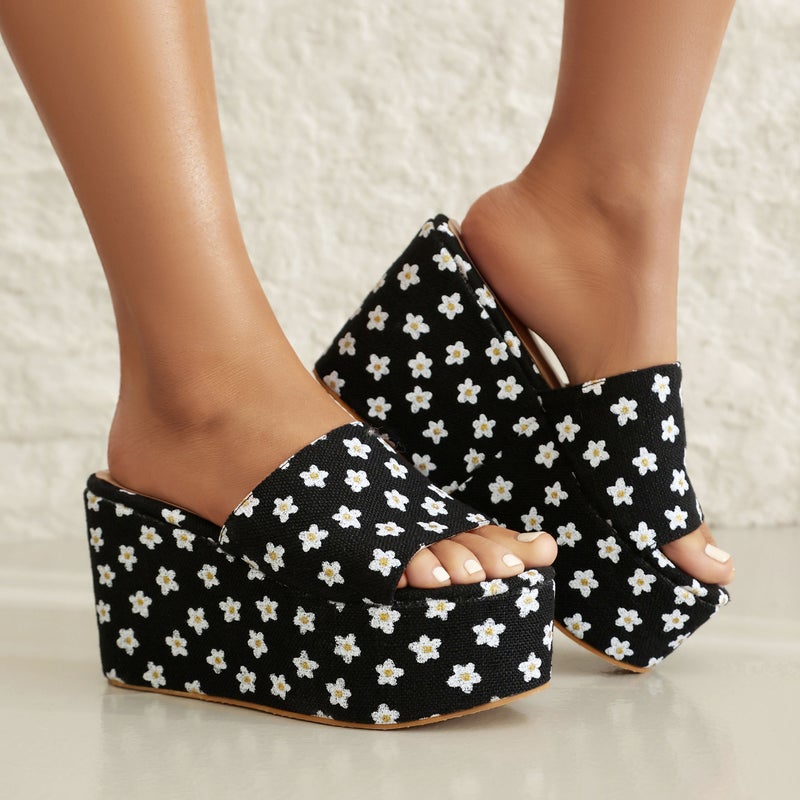 2024 Cloth Face Color Thick Bottom 33-50 Heightened Wedge Outgoing Women'S Sandals - Image 3