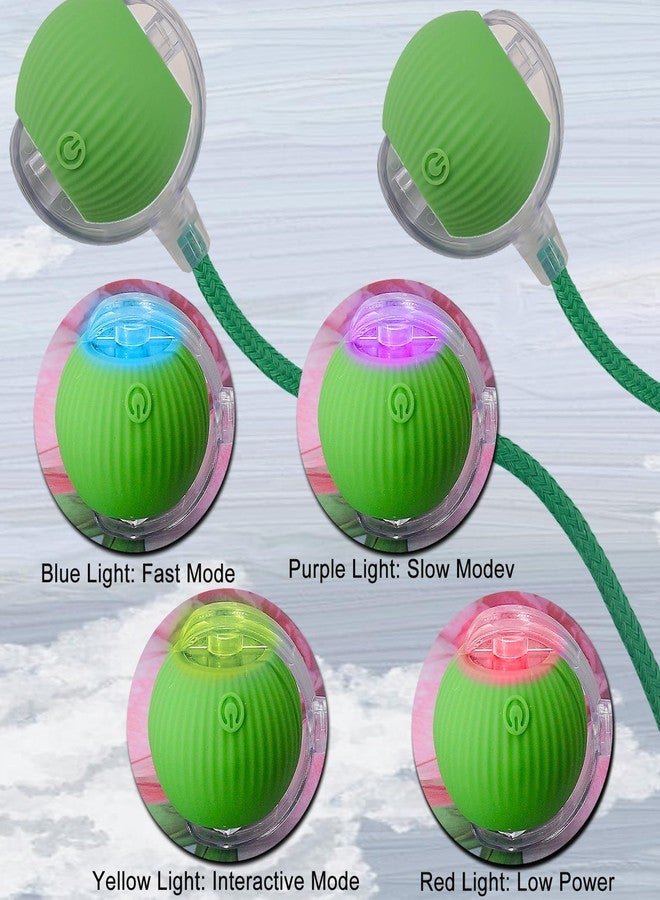 AebDerp Interactive Cat Dog Toy Ball: Indoor Small Automatic Moving Smart Rolling Fun Pet Game with Led Light and String Tail for Motion Activated, Cute Kitten Puppy Present, Exercise Wheel Supplies (Green) - Image 4