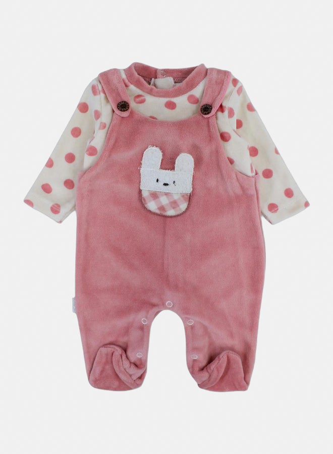 فوتي قطيفة بيبي بنات – نقاط مع وجه أرنب - Image 2