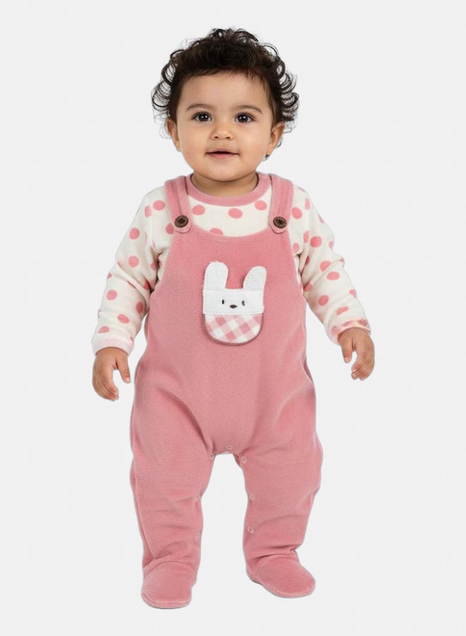 فوتي قطيفة بيبي بنات – نقاط مع وجه أرنب - Image 1