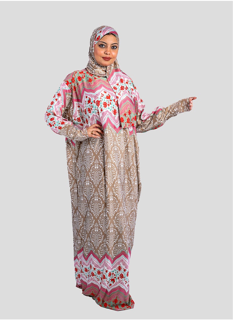 ARTLOOK - Women's abaya with a distinctive multi-colored design - loose and wide - with a hijab - Image 1