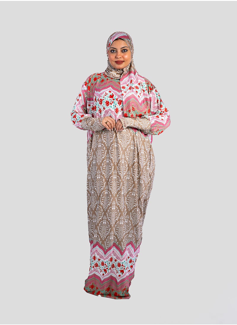 ARTLOOK - Women's abaya with a distinctive multi-colored design - loose and wide - with a hijab - Image 1