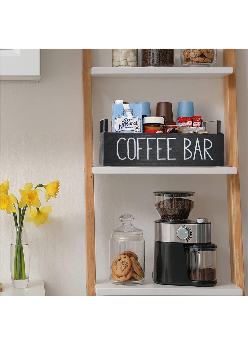 XiuWoo Coffee Station Organizer, Wooden Coffee Bar Accessories Organizer  Farmhouse Coffee Pods Holder Storage Box with Handle Coffee Bar Organizer Countertop for Home Office 1 Tier  - Image 3