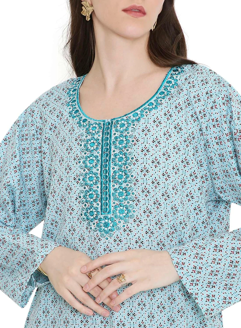 HANA & SARA unique thread embroidery with long sleeves modest arabic kaftan jalabiya dress