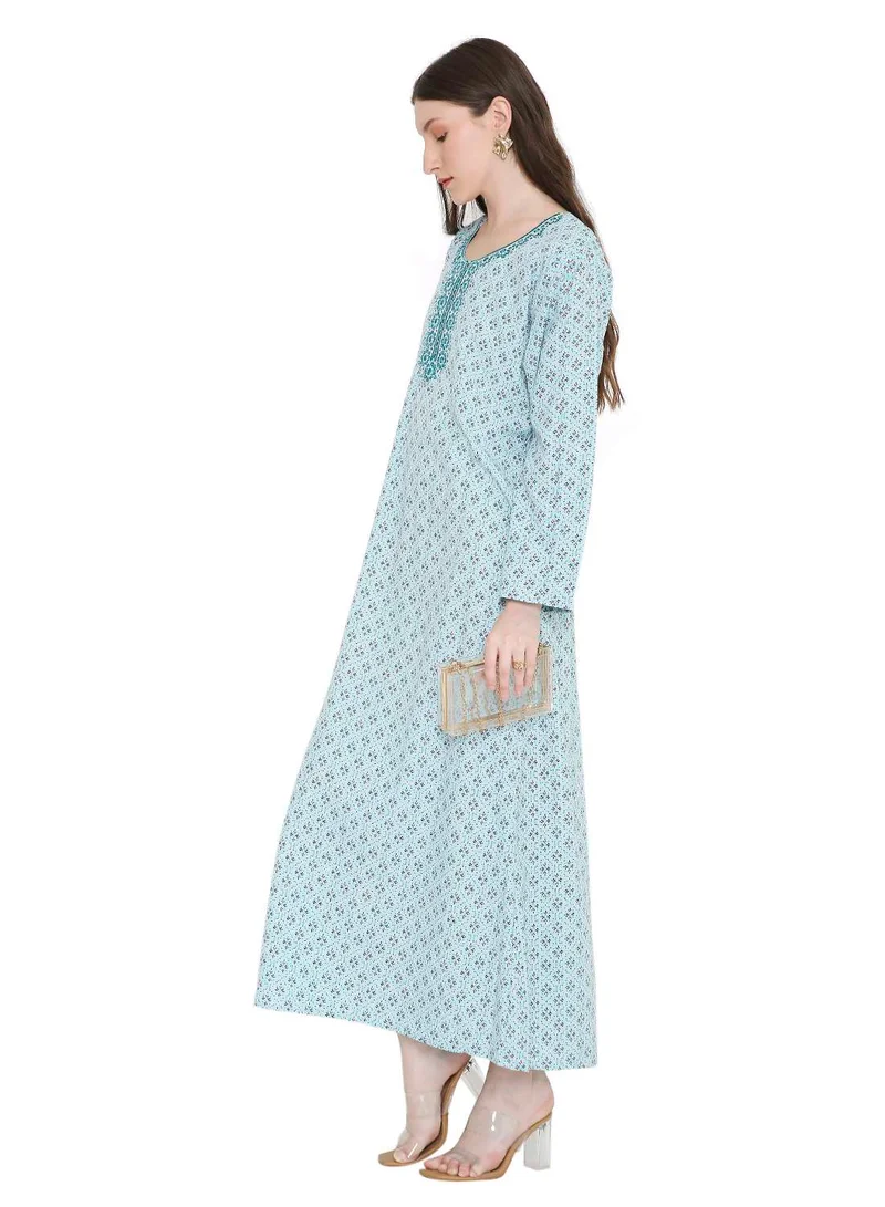 HANA & SARA unique thread embroidery with long sleeves modest arabic kaftan jalabiya dress
