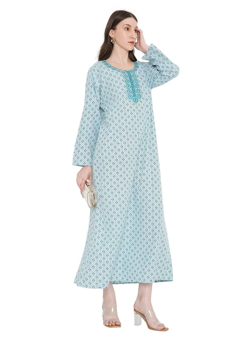 HANA & SARA unique thread embroidery with long sleeves modest arabic kaftan jalabiya dress