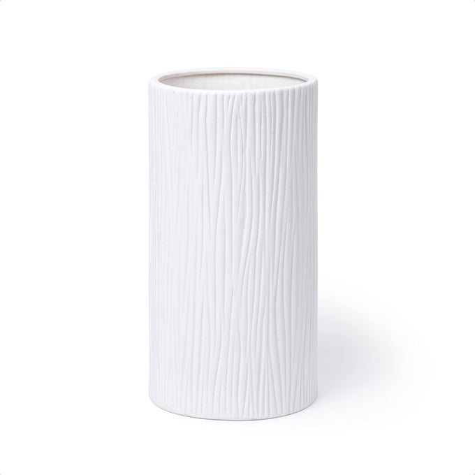 DVINE DEV 10 INCH CYLINDER VASE WHITE WATERFALL TEXTURED CERAMIC FLOWER VASE FOR HOME DCOR VSWFB2