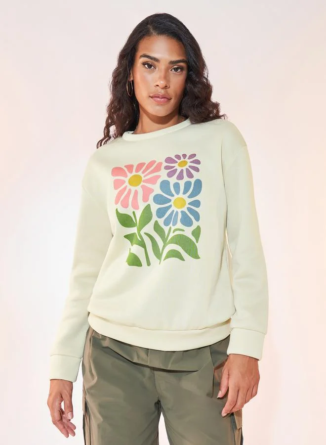 Take Two Floral Print Long Sleeves Sweatshirt