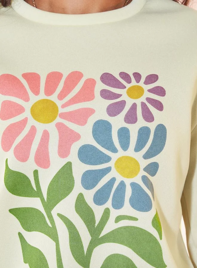 Take Two Floral Print Long Sleeves Sweatshirt