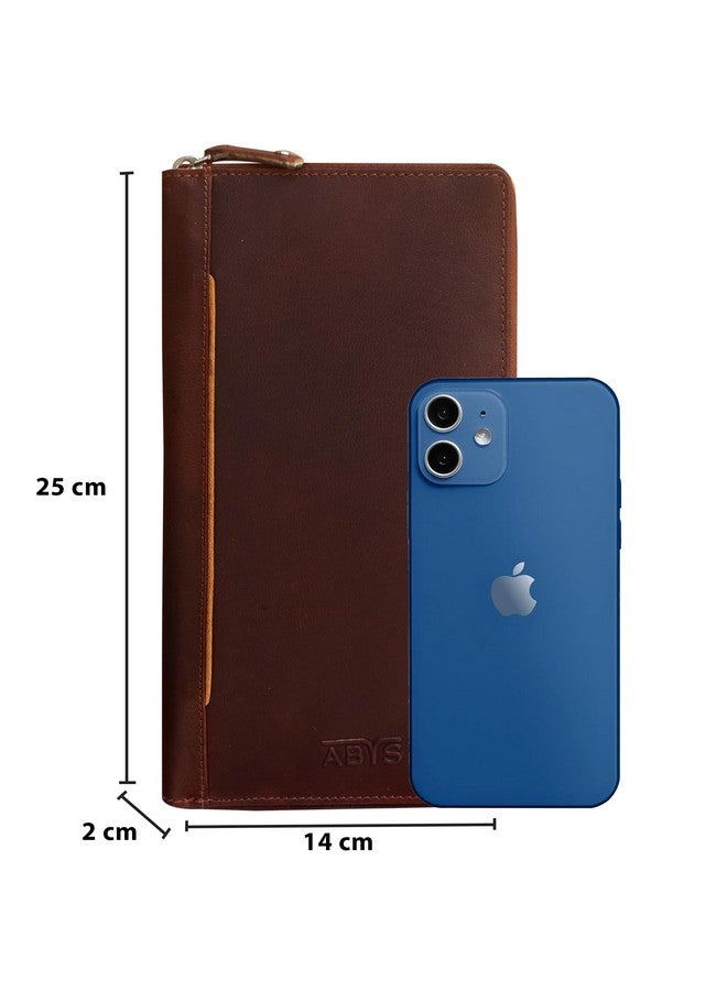 ABYS Genuine Leather Family Passport Holder for 8 Passports| RFID Blocking Passport and Card Holder|Travel Organizer for Men and Women(Wine Brown) - Image 2