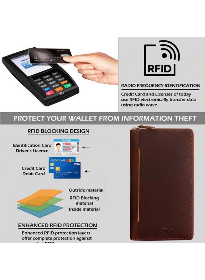 ABYS Genuine Leather Family Passport Holder for 8 Passports| RFID Blocking Passport and Card Holder|Travel Organizer for Men and Women(Wine Brown) - Image 4