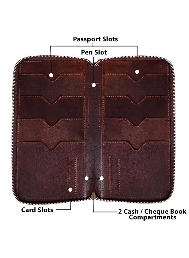 ABYS Genuine Leather Family Passport Holder for 8 Passports| RFID Blocking Passport and Card Holder|Travel Organizer for Men and Women(Wine Brown) - Image 5