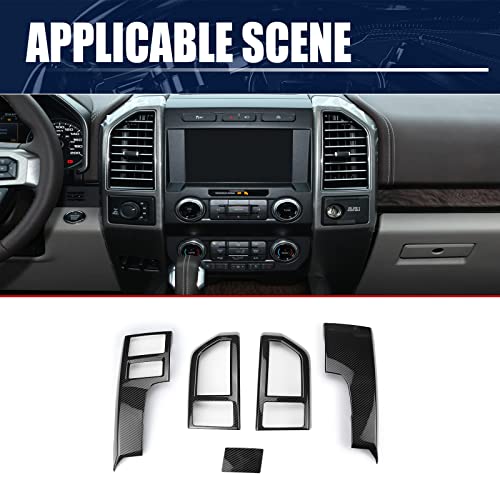 FEXON 7PCS Carbon Fiber Air Conditioner Vent Cover AC Outlet Trim Central Console Dashboard Middle On Both Sides Outlet Interior Headlight Adjustment Frame Compatible with Ford F150 2015-2020 - Image 2