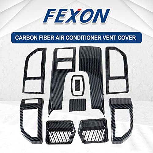 FEXON 7PCS Carbon Fiber Air Conditioner Vent Cover AC Outlet Trim Central Console Dashboard Middle On Both Sides Outlet Interior Headlight Adjustment Frame Compatible with Ford F150 2015-2020 - Image 4