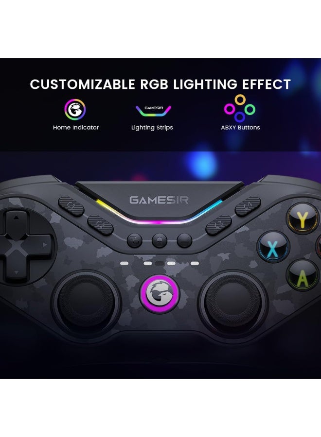 Classic Gamepad GameSir T3 Pro Tarantula Bluetooth Gaming Controller for Switch/PC/iOS/Android with Charging Dock, Bluetooth 2.4G Wired Controller with Anti-Drift TMR Sticks, 9 Mappable Buttons, RGB Lighting,1200mAh, ABXY Layout Switching