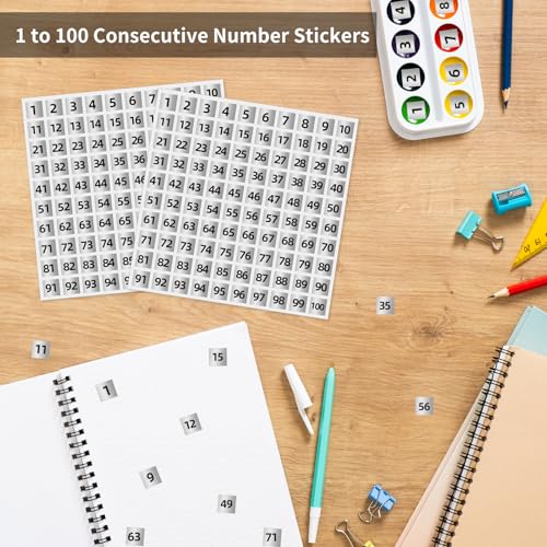 STARLIBOO 1 to 100 Consecutive Number Stickers, 0.4 inch Square Small Number Stickers Labels for Inventory, Storage, Organizing, Boxes, Bins, Toolbox, Locker (3000 Labels, Matte Silver) - Image 4