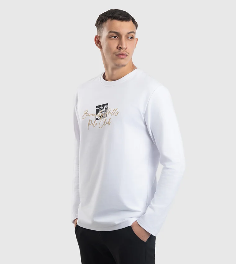 بيفرلي هيلز بولو كلوب تيشيرت بأكمام طويلة مطرز بشعار