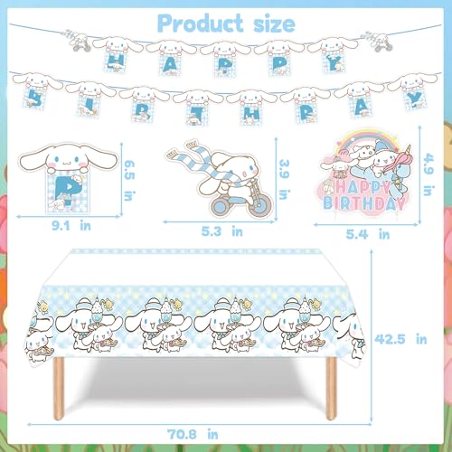 WOOACME Birthday Party Decorations, Cute Party Supplies Include Banner, latex Balloons, Hanging Swirls, Foil Balloon, Cake Cupcake Toppers, Tablecloth for Theme Party - Image 3