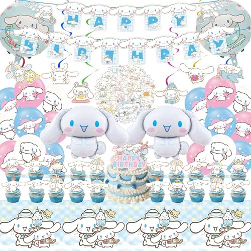 WOOACME Birthday Party Decorations, Cute Party Supplies Include Banner, latex Balloons, Hanging Swirls, Foil Balloon, Cake Cupcake Toppers, Tablecloth for Theme Party - Image 1