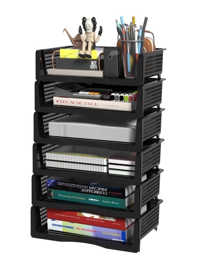 Tyminin 6 Tier Paper Organizer Letter Tray, Desk File Letter Folder Holder, Mail Organization Rack, Black - Image 1