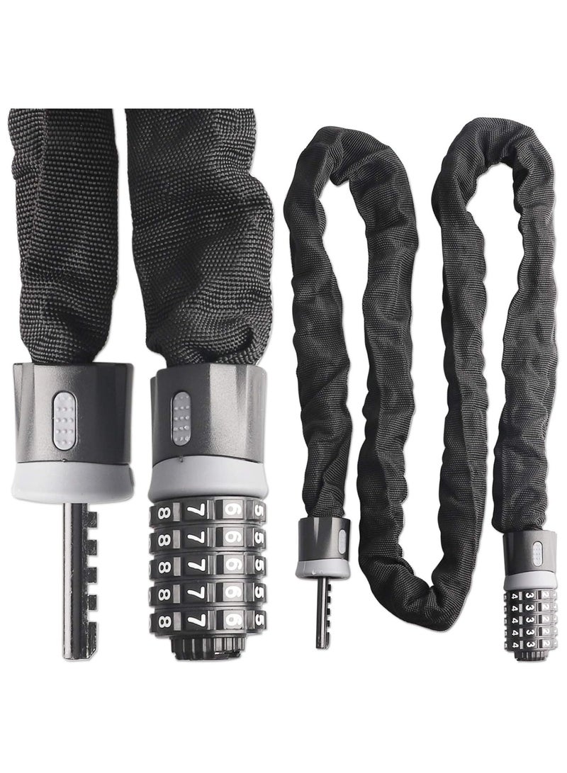 Bike Lock, 5-Digit Resettable Combination Heavy Duty Anti Theft Bicycle Lock, 4.9 Feet Bike Chain Lock for Bikes, Motorcycles, Bicycles, Doors, Gates, Fences, Grills - Image 1