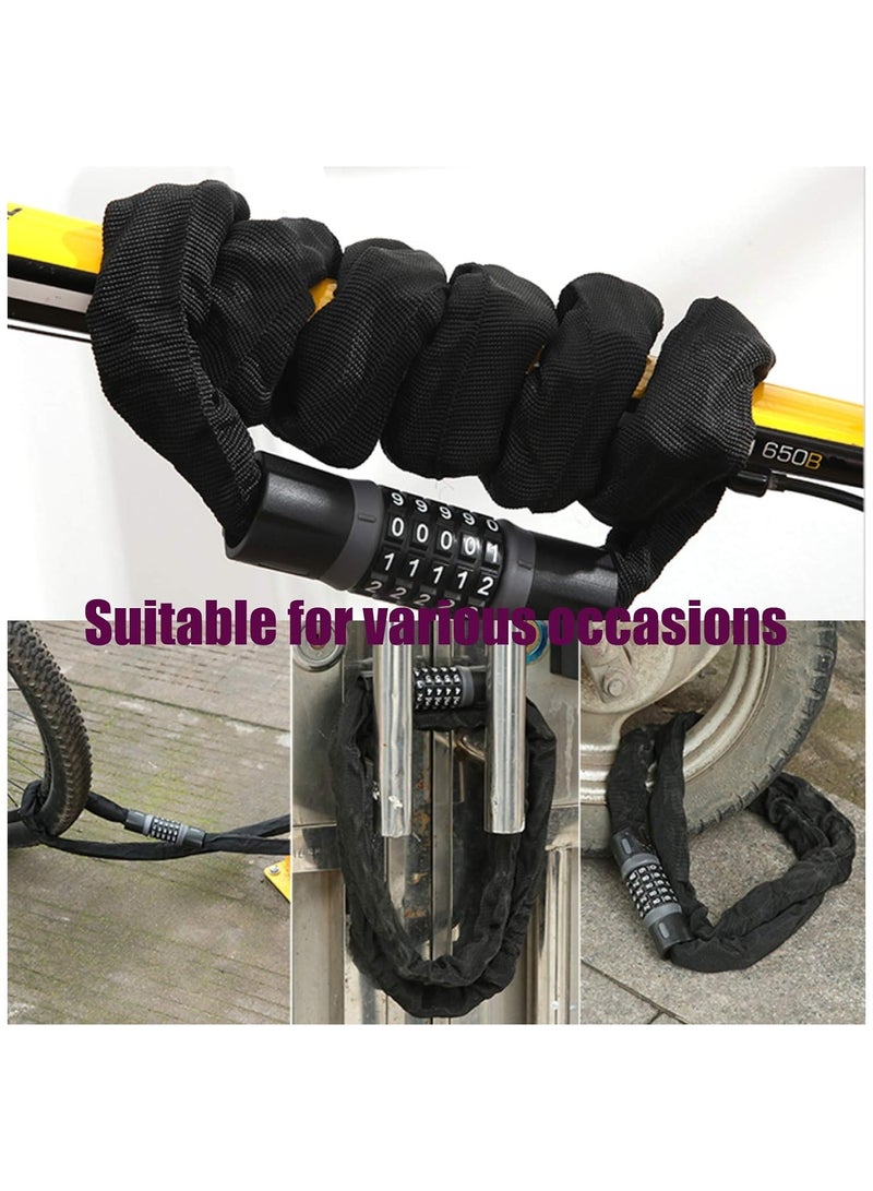 Bike Lock, 5-Digit Resettable Combination Heavy Duty Anti Theft Bicycle Lock, 4.9 Feet Bike Chain Lock for Bikes, Motorcycles, Bicycles, Doors, Gates, Fences, Grills - Image 2