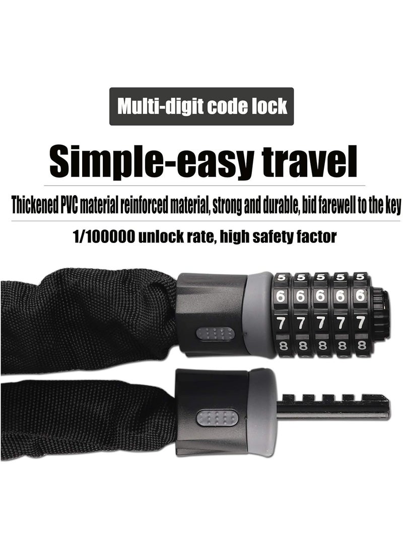 Bike Lock, 5-Digit Resettable Combination Heavy Duty Anti Theft Bicycle Lock, 4.9 Feet Bike Chain Lock for Bikes, Motorcycles, Bicycles, Doors, Gates, Fences, Grills - Image 3