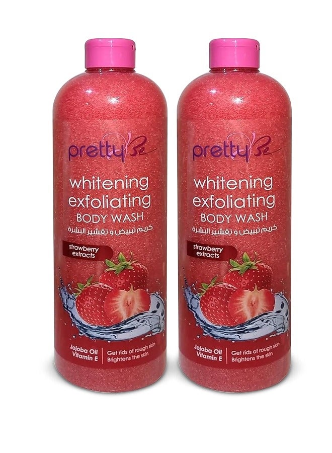 Pretty Be Brightening Exfoliating Body Wash Strawberry Extracts 2x1000ml - Image 1