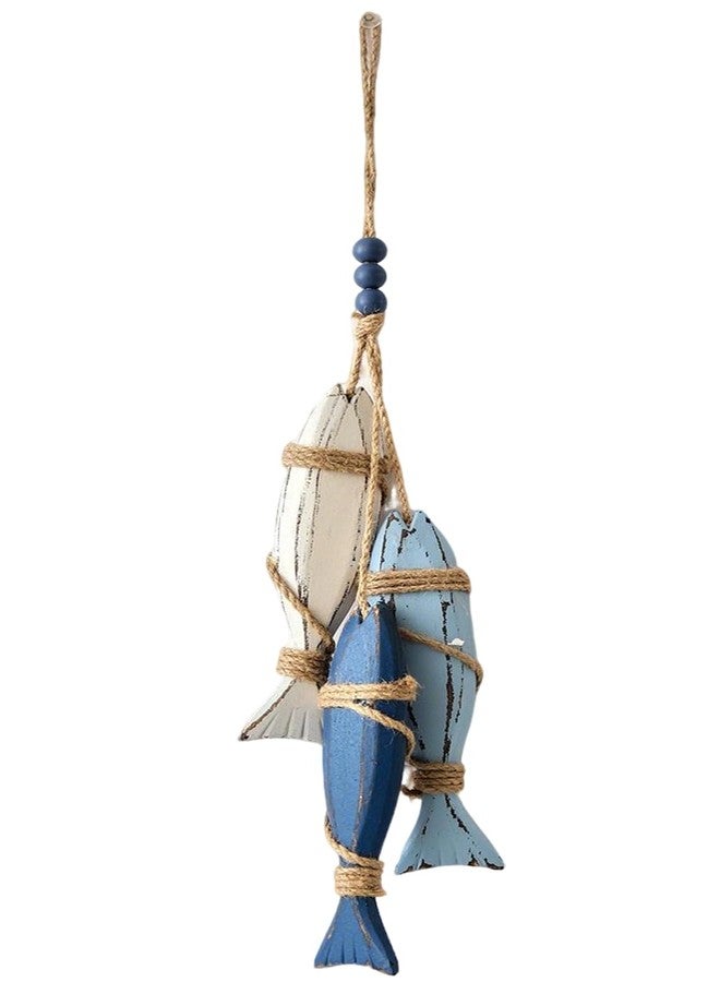 Hiflyer Nautical Décor Wooden Fish Wall Décor, Wood Wall Décor Fish Decor for Home, Wooden Carved Fish Ornament Door Ringing - Image 1
