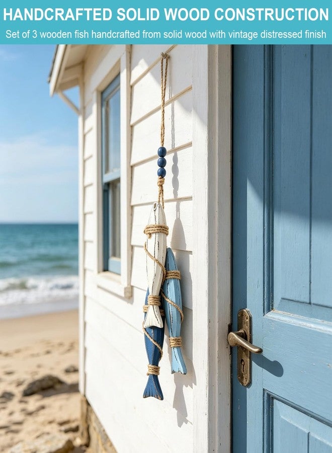 Hiflyer Nautical Décor Wooden Fish Wall Décor, Wood Wall Décor Fish Decor for Home, Wooden Carved Fish Ornament Door Ringing - Image 2