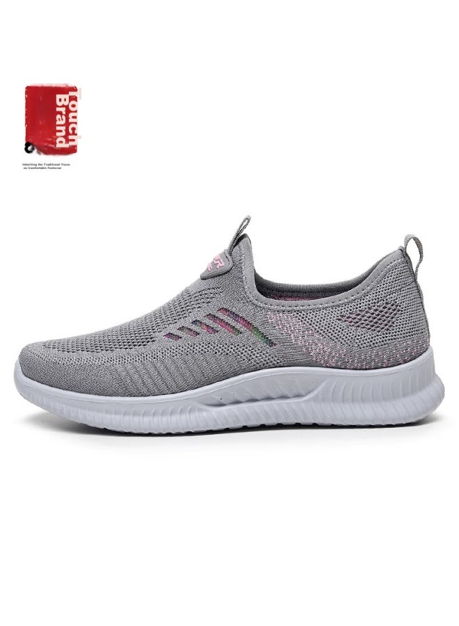 Anglerfish Spring And Autumn Old Beijing Cloth Shoes Breathable Mom Shoes Slip-on Casual Women's Sneakers Ak67807 Gray 38 - Image 2