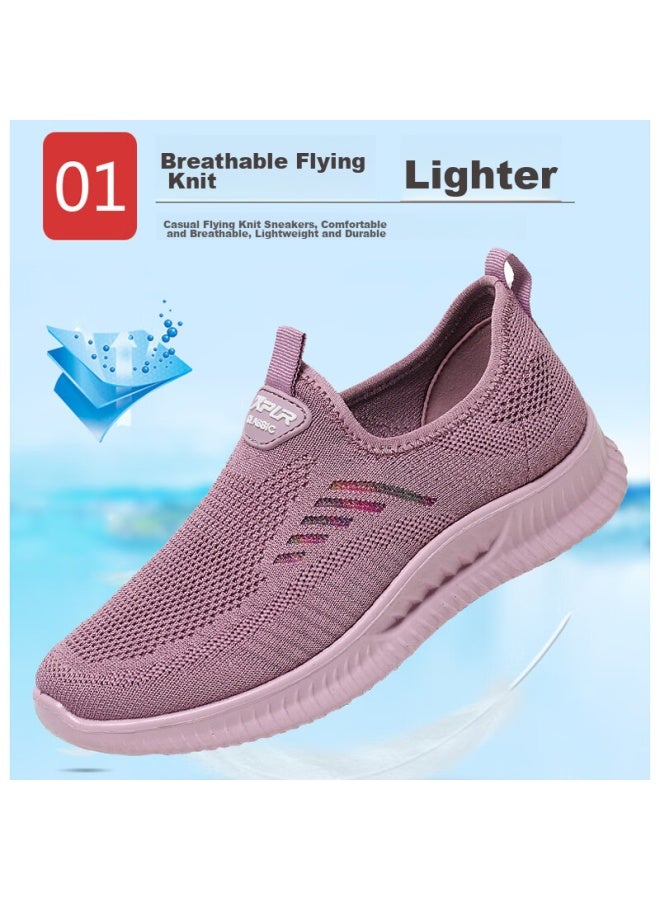 Anglerfish Spring And Autumn Old Beijing Cloth Shoes Breathable Mom Shoes Slip-on Casual Women's Sneakers Ak67807 Gray 38 - Image 3