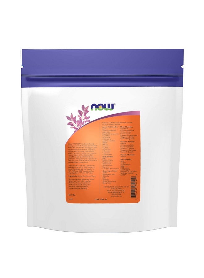 now Supplements Empty Gelatin Capsules Single "0" Bovine Sourced Filled By Weight 1 000 Gel Capsules - Image 3