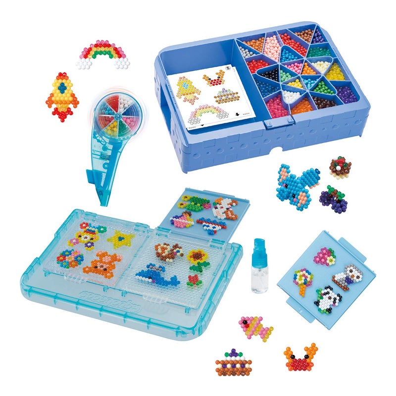 Aquabeads Deluxe Studio Craft Kit Complete with Over 1300 Solid and Jewel Beads 2 Flip Trays Sprayer Rainbow Bead Pen and Bead Palette Storage Case