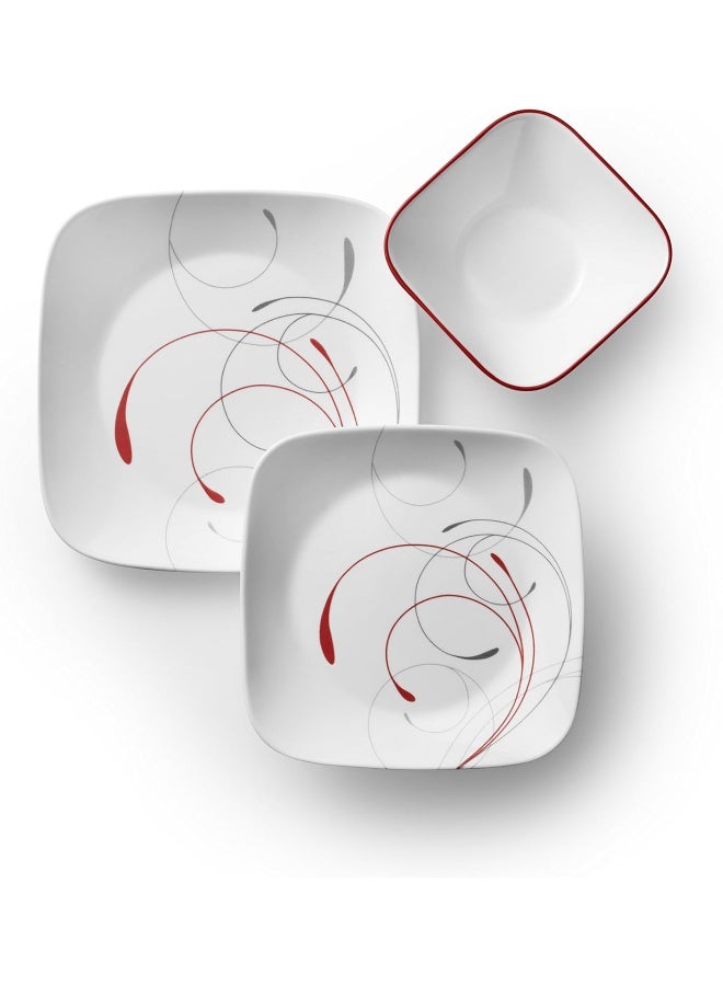 Corelle Vitrelle Splendor Dinnerware Set 18 pcs White Red - Image 2