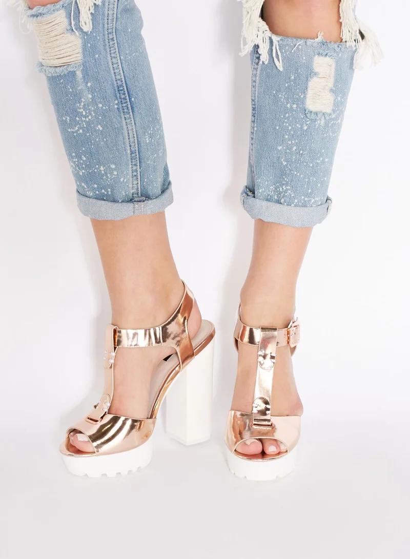 LOST INK Rona Cleated Platform Sandals