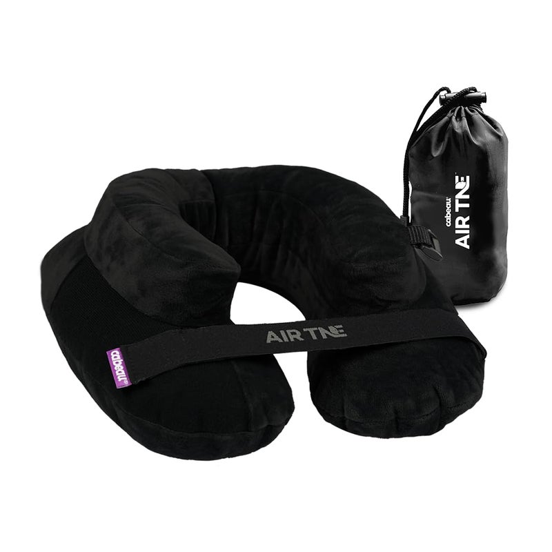 Cabeau Cabeau Air TNE Inflatable Travel Neck Pillow Lightweight Inflatable Core, Customized Fit, Adjustable Chin Strap, with Compact Carrying Case for Comfort On-The-Go (Midnight Black)  - Image 1