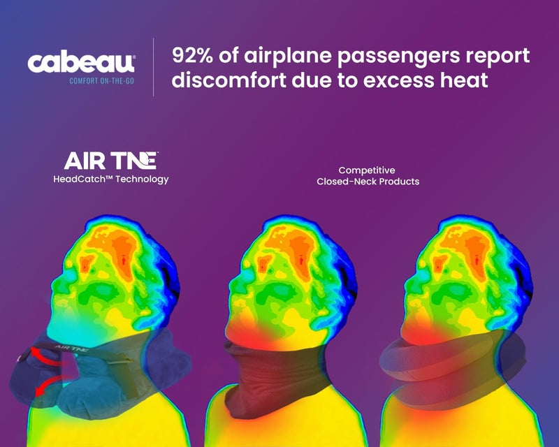Cabeau Cabeau Air TNE Inflatable Travel Neck Pillow Lightweight Inflatable Core, Customized Fit, Adjustable Chin Strap, with Compact Carrying Case for Comfort On-The-Go (Midnight Black)  - Image 2