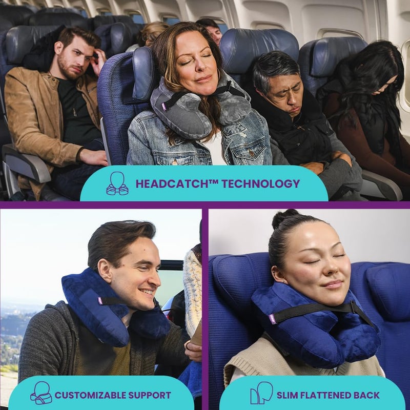 Cabeau Cabeau Air TNE Inflatable Travel Neck Pillow Lightweight Inflatable Core, Customized Fit, Adjustable Chin Strap, with Compact Carrying Case for Comfort On-The-Go (Midnight Black)  - Image 4