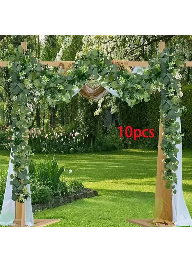10 Pack Art Deco Style Plastic Eucalyptus Garland Swags 5.9 Ft Artificial Greenery Vines for Wedding Engagement Seasonal Home Event Decor Versatile Flower Theme Holiday Use No Power Needed - Image 1