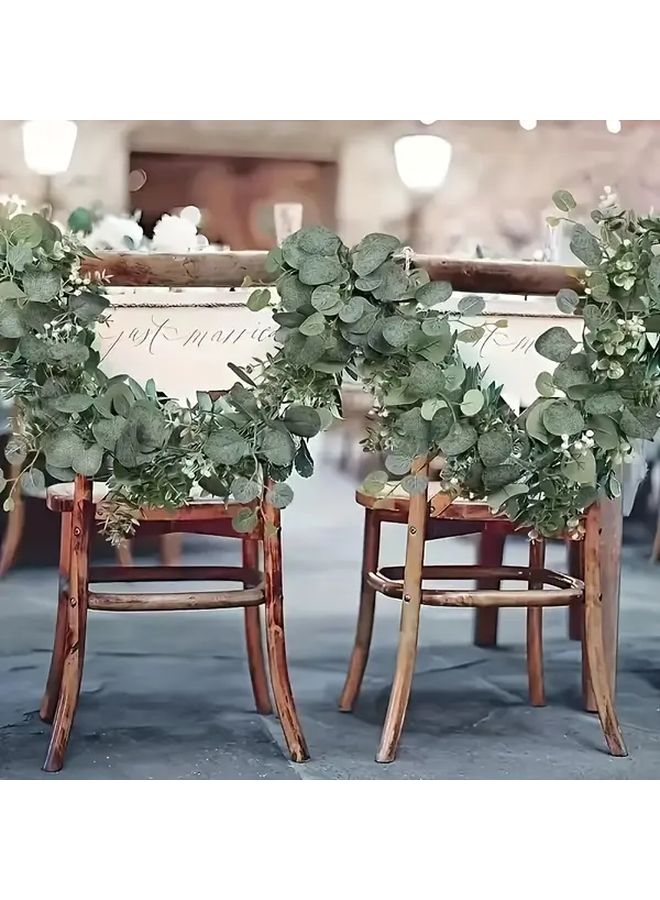 10 Pack Art Deco Style Plastic Eucalyptus Garland Swags 5.9 Ft Artificial Greenery Vines for Wedding Engagement Seasonal Home Event Decor Versatile Flower Theme Holiday Use No Power Needed - Image 4