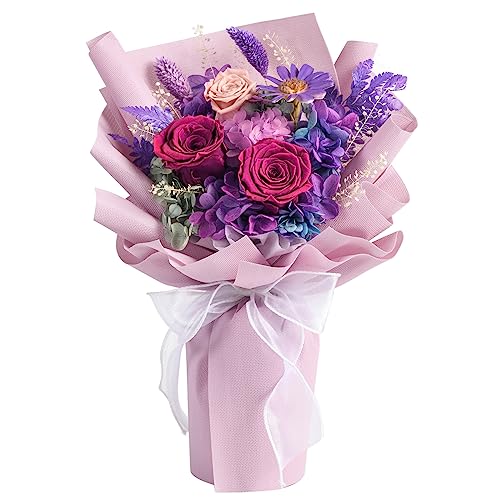 lovenfold Flowers for Delivery,Preserved Flowers Bouquets,Purple Rose Bouquets That Last 1-3 Years,Birthday Flowers Gifts for Women Mom Grandma Wife Friends - Image 1