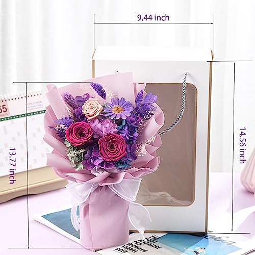 lovenfold Flowers for Delivery,Preserved Flowers Bouquets,Purple Rose Bouquets That Last 1-3 Years,Birthday Flowers Gifts for Women Mom Grandma Wife Friends - Image 2